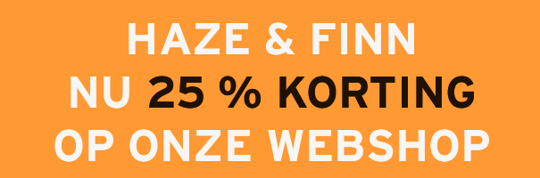 nu 25% korting op onze collectie haze & finn op onze webshop.